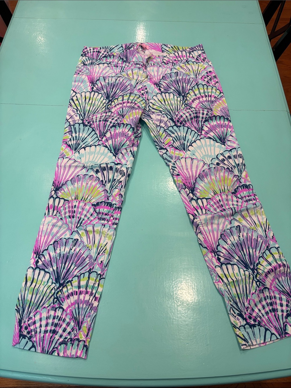 Lilly Pulitzer Pink Multicolor Shell-Print Cropped Pants
